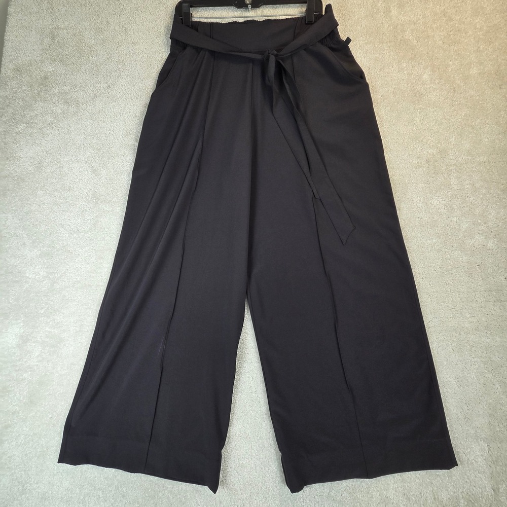 Lululemon Noir Pant Size 12 Wide Leg Lightweight Travel Career Black LW5E18S